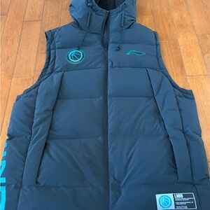 Li-Ning Mens XXXL LNBB Black Down Puffer Vest Basketball Authentic
